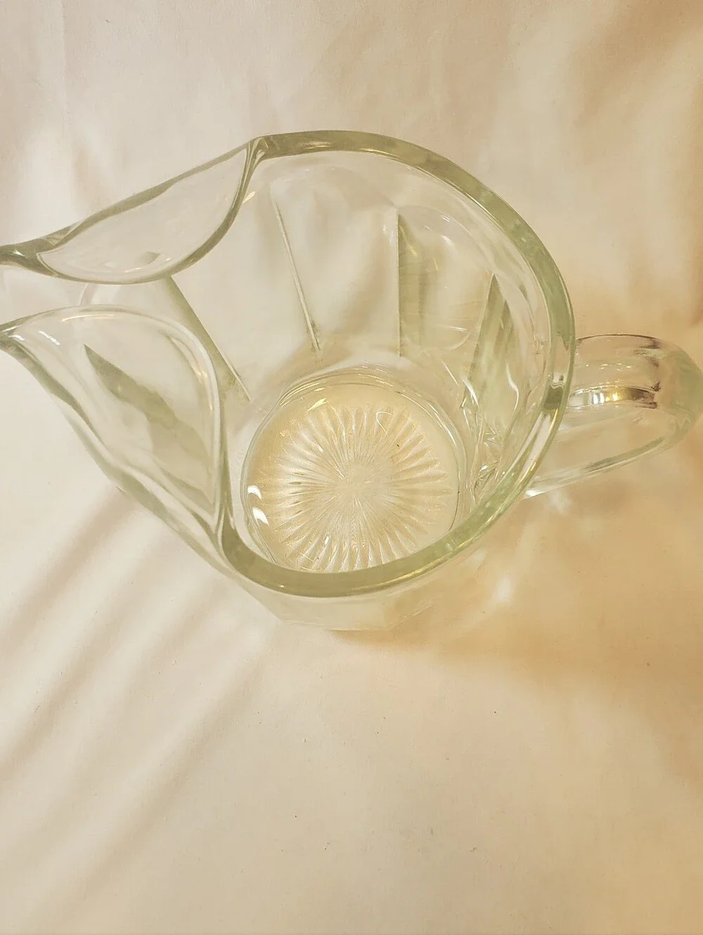 Depression Glass Vtg Clear Glass Panel Pitcher - Classic Beverage Server Ice Lip